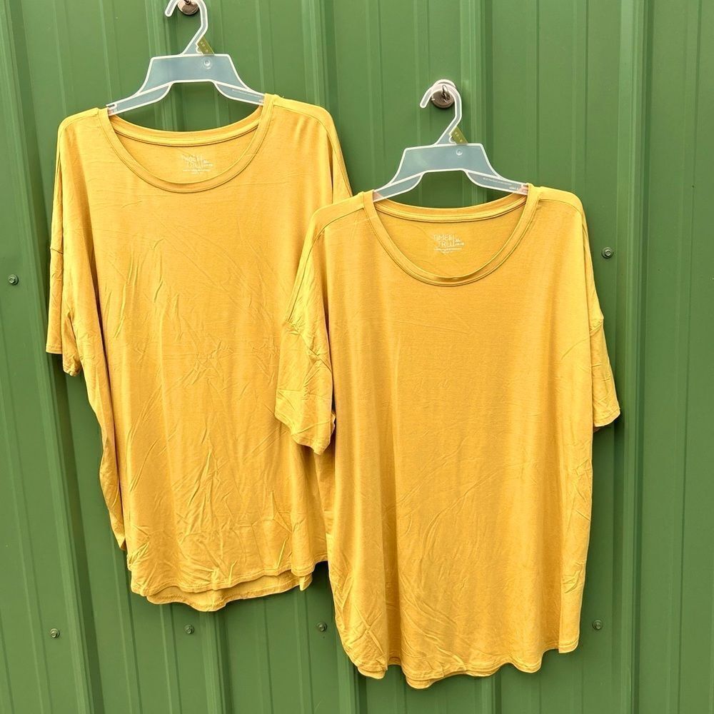 Womens Ultra Soft Short Sleeve Crew Neck Elongated Tunic T-Shirt 2-Pack Size XL